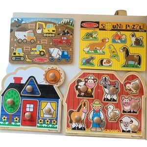 Melissa and doug wooden toddler puzzles.